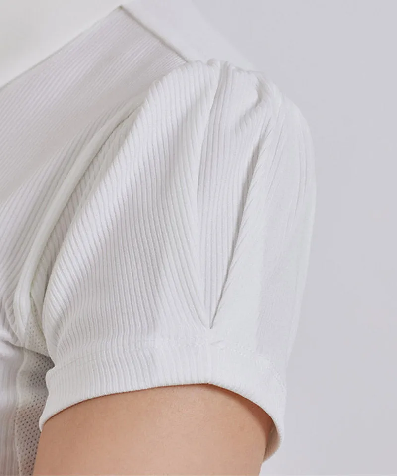 J.Jane See-Through Neck Line Half Sleeve T-Shirt - White