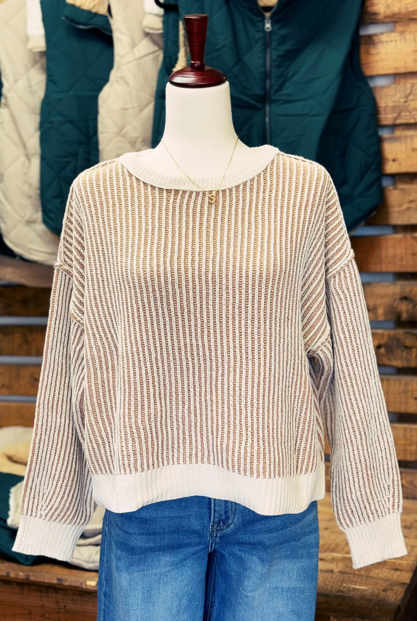 JULIA TEXTURED CREWNECK SWEATER