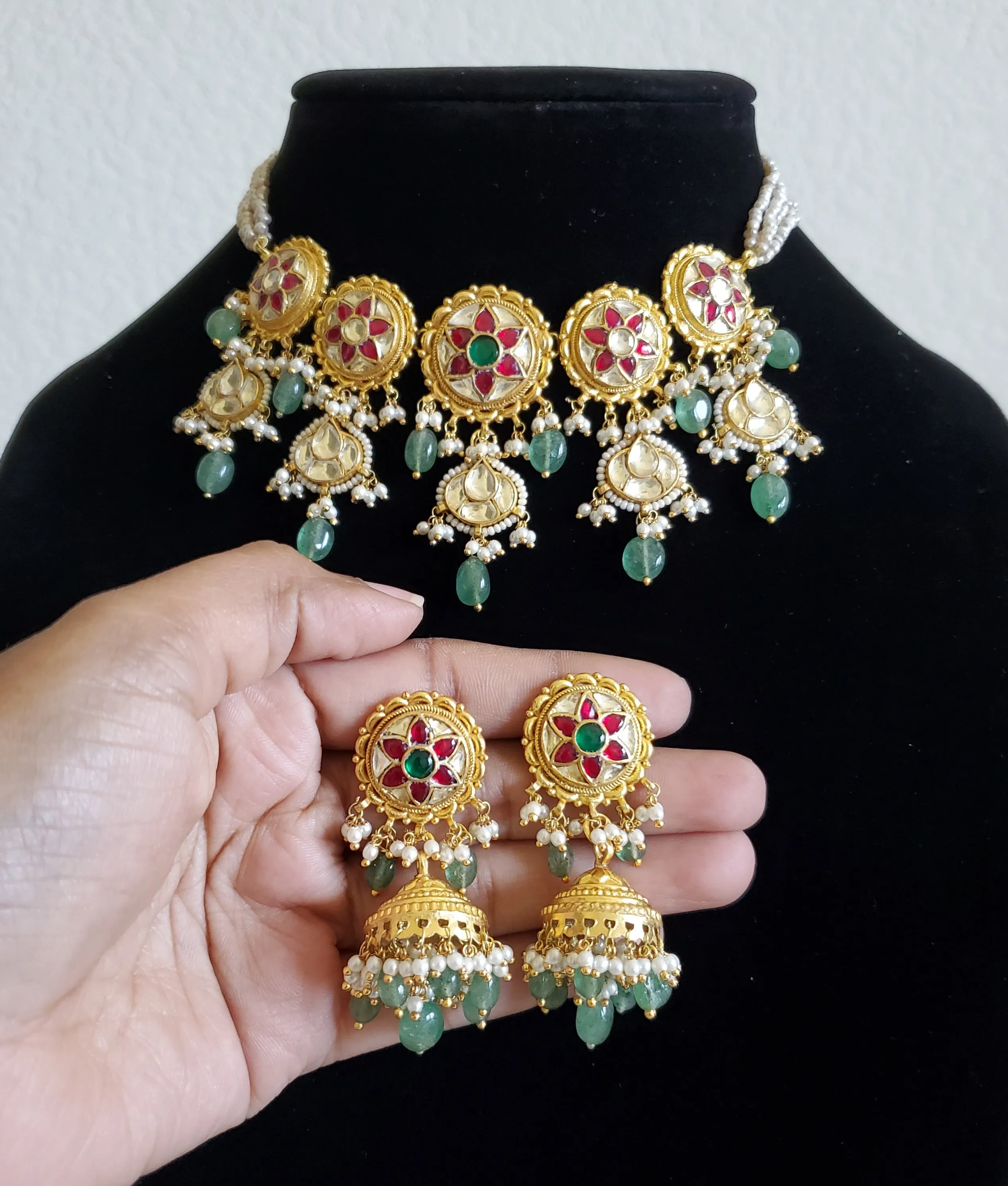 Keshi Pearls Pachi Kundan Gold Plated Set
