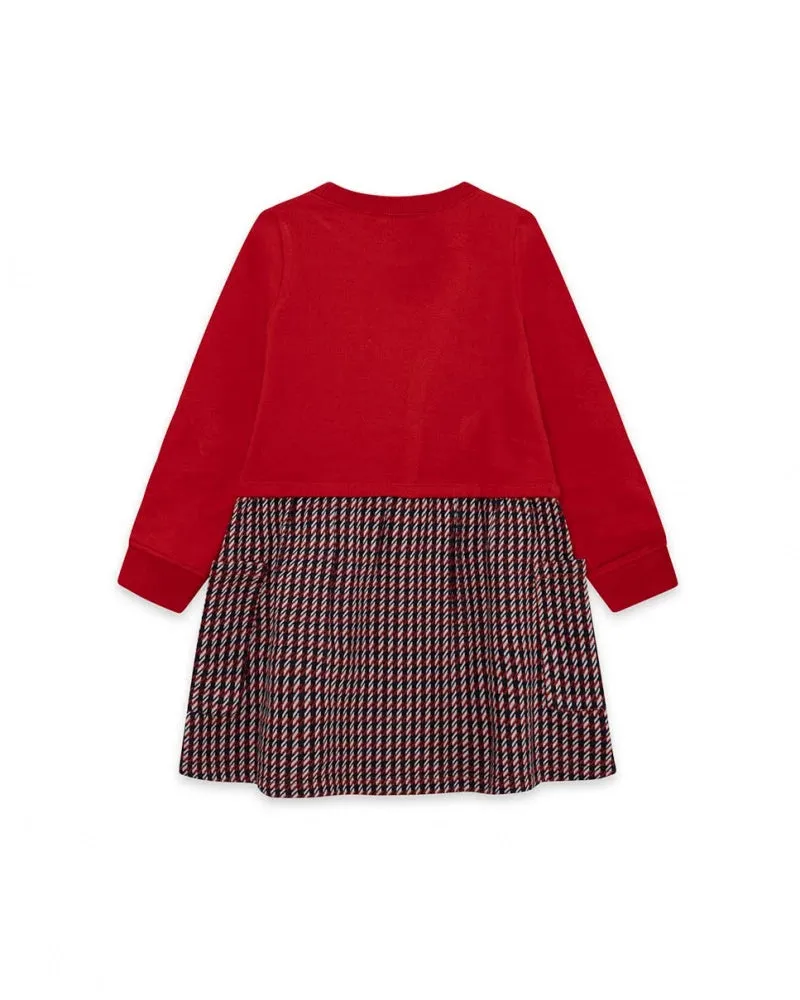 KID GIRL RED CHERRY CHECKED DRESS