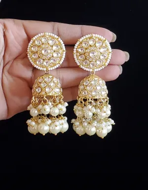 Kundan Jhumkas With Pearl Tassels GG42