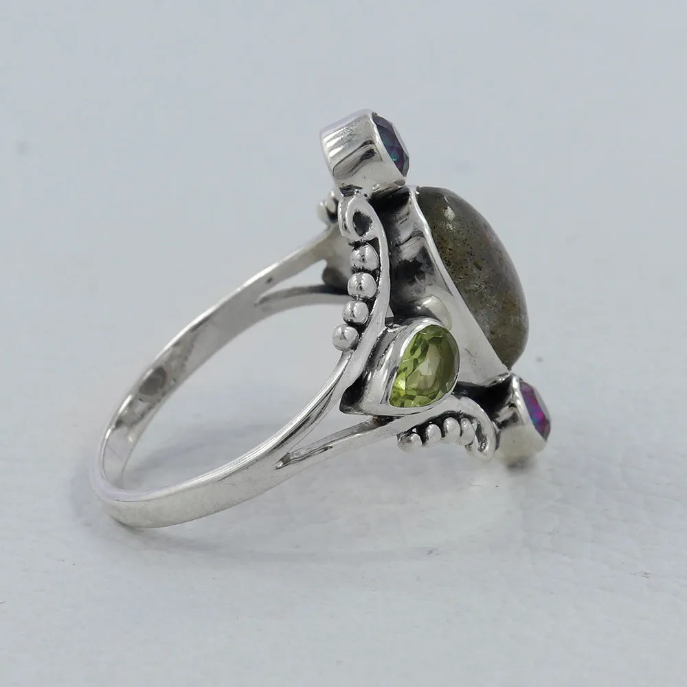 Labradorite Flashy Stone Designer Ring