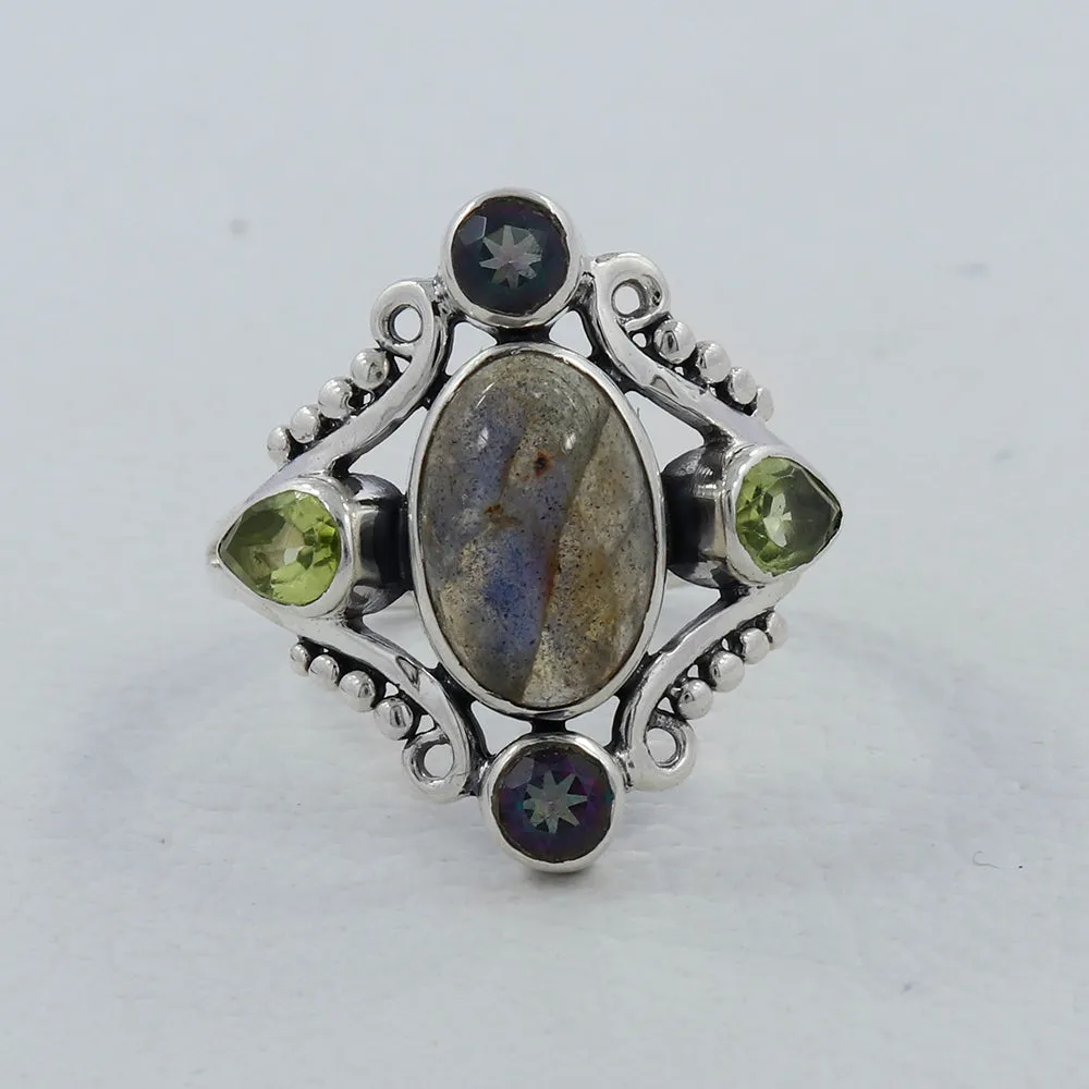 Labradorite Flashy Stone Designer Ring