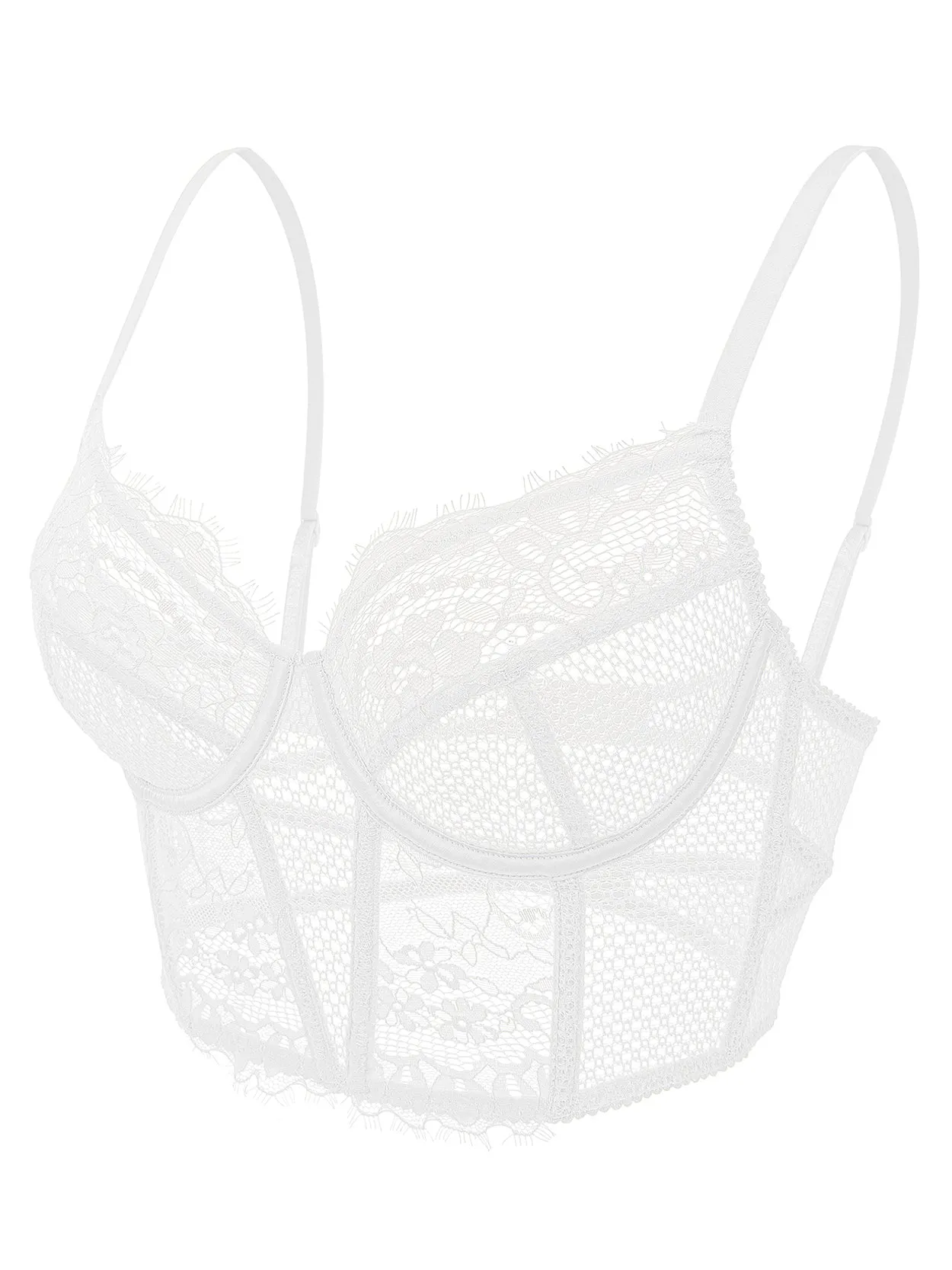 Lace Balconette See Through Underwire Multiway Bralette White