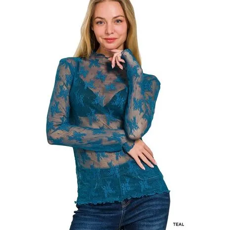 Lace See-through Layering Short Sleeve Top