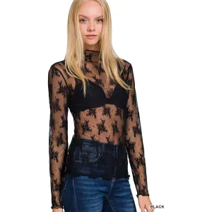 Lace See-through Layering Short Sleeve Top