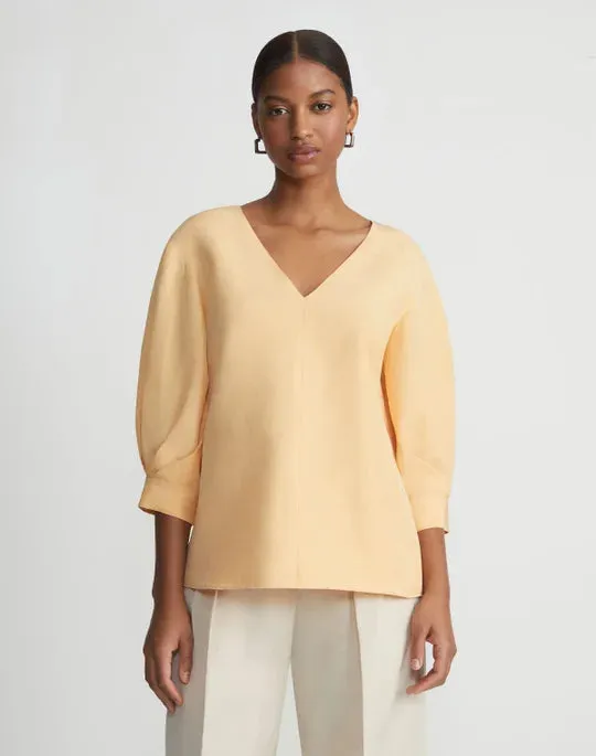 LAFAYETTE 148 Silk Linen Balloon Sleeve Blouse