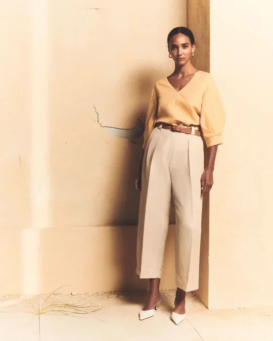LAFAYETTE 148 Silk Linen Balloon Sleeve Blouse