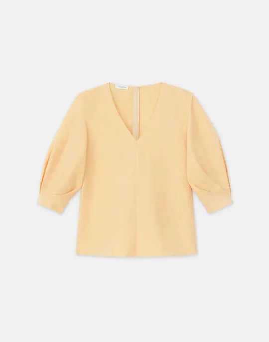 LAFAYETTE 148 Silk Linen Balloon Sleeve Blouse