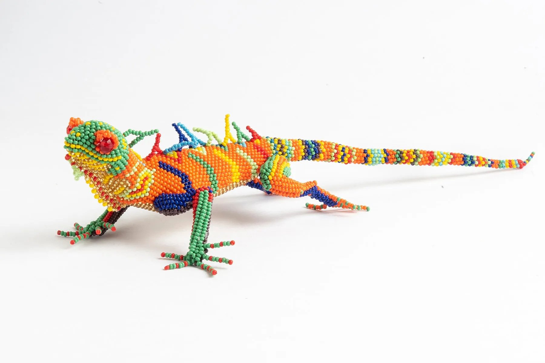 Lizard; large; luster orange with multicolor spots