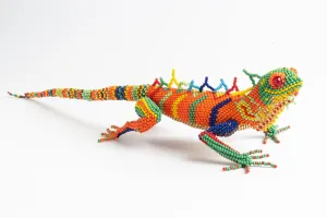 Lizard; large; luster orange with multicolor spots
