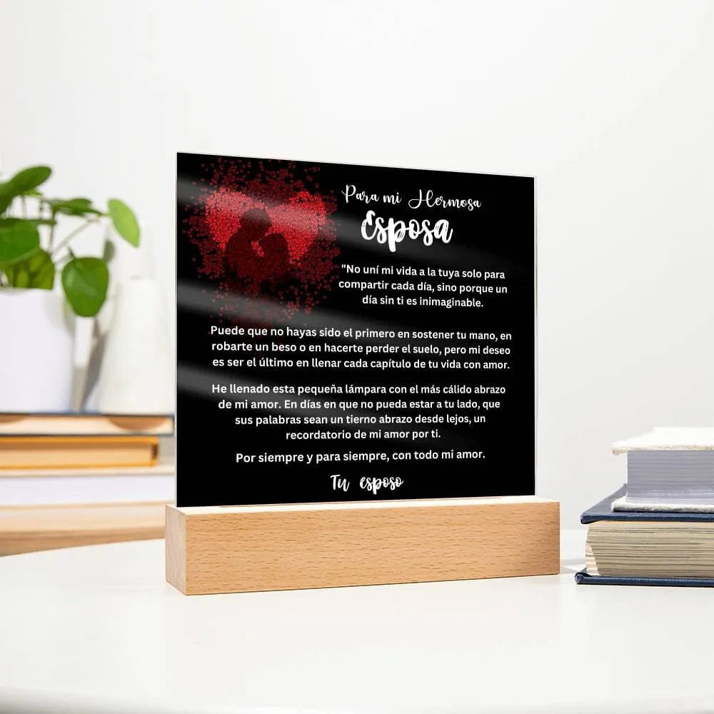 Lámpara acrílica de Amor Eterno - Un Regalo Único para Tu Esposa - Con luces LED.