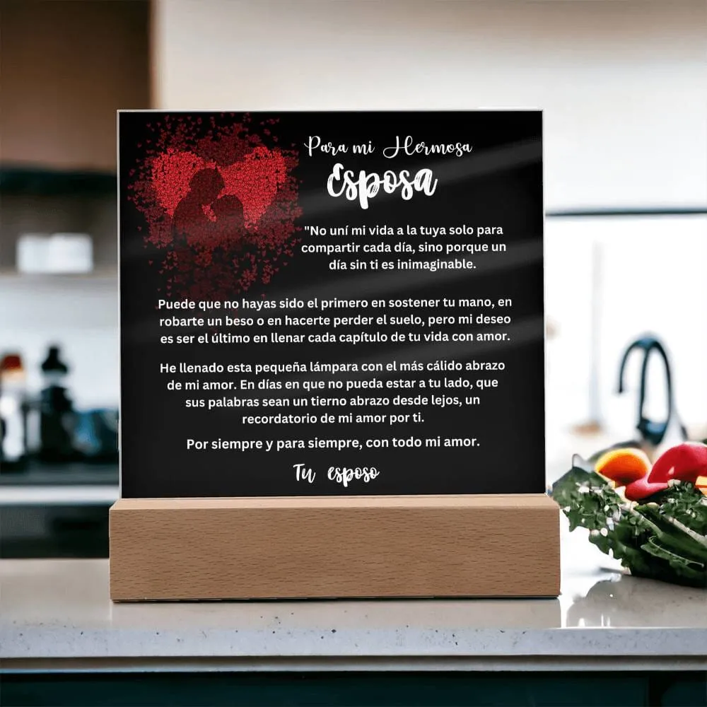 Lámpara acrílica de Amor Eterno - Un Regalo Único para Tu Esposa - Con luces LED.