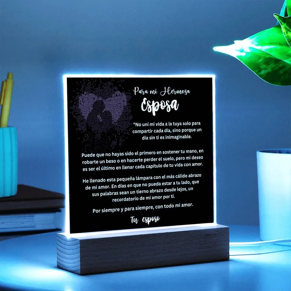 Lámpara acrílica de Amor Eterno - Un Regalo Único para Tu Esposa - Con luces LED.
