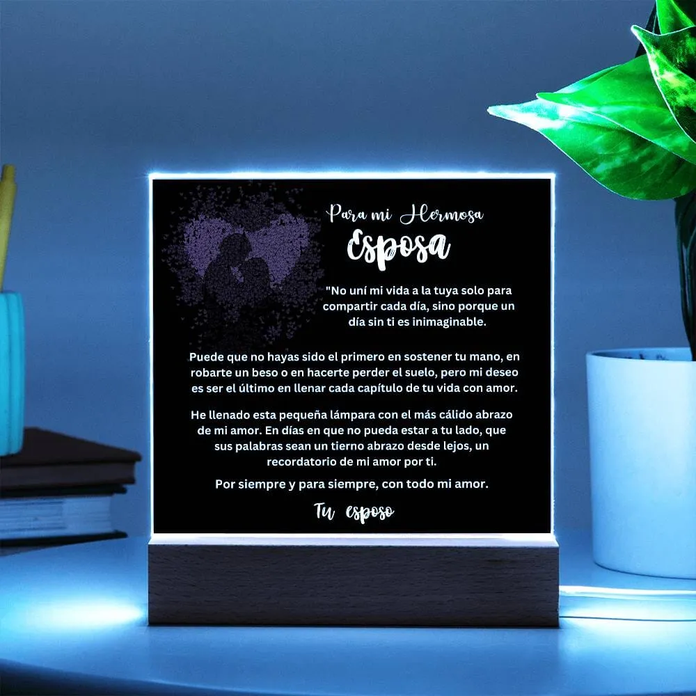 Lámpara acrílica de Amor Eterno - Un Regalo Único para Tu Esposa - Con luces LED.
