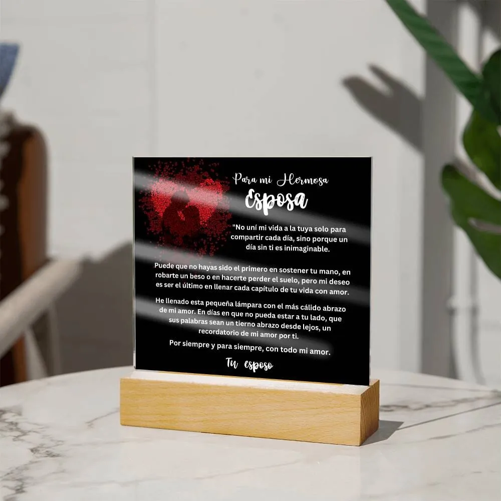 Lámpara acrílica de Amor Eterno - Un Regalo Único para Tu Esposa - Con luces LED.