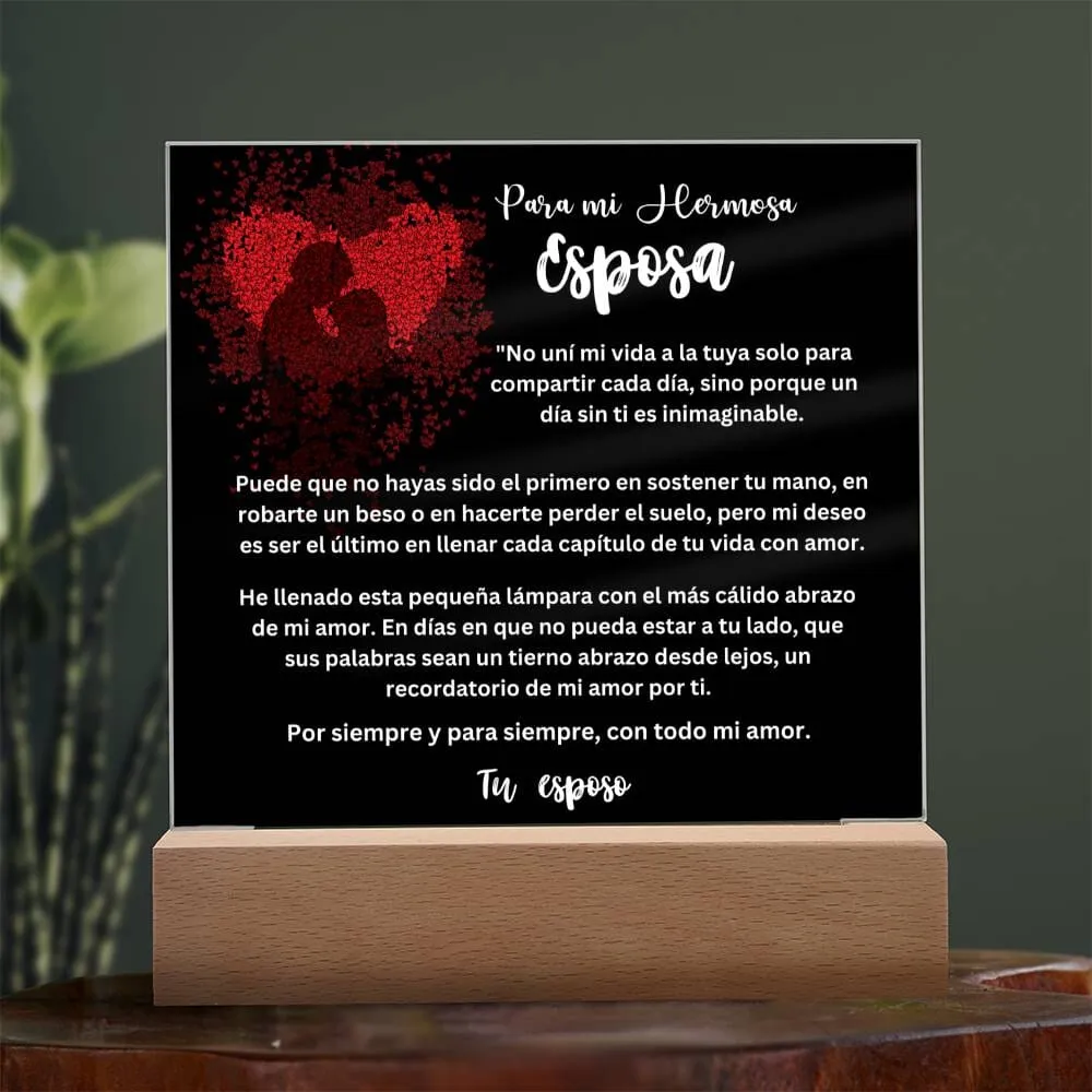 Lámpara acrílica de Amor Eterno - Un Regalo Único para Tu Esposa - Con luces LED.
