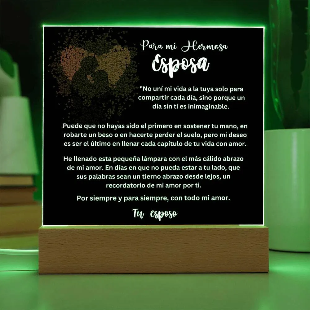 Lámpara acrílica de Amor Eterno - Un Regalo Único para Tu Esposa - Con luces LED.