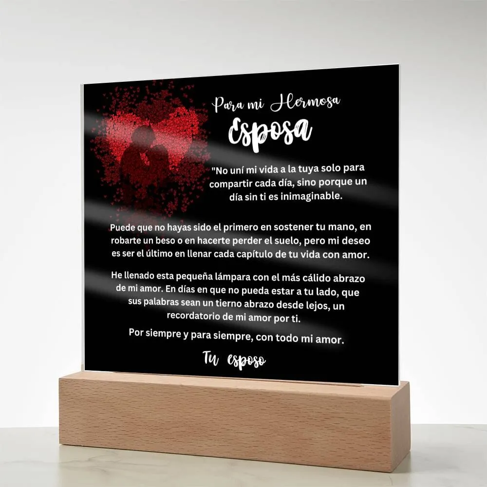 Lámpara acrílica de Amor Eterno - Un Regalo Único para Tu Esposa - Con luces LED.