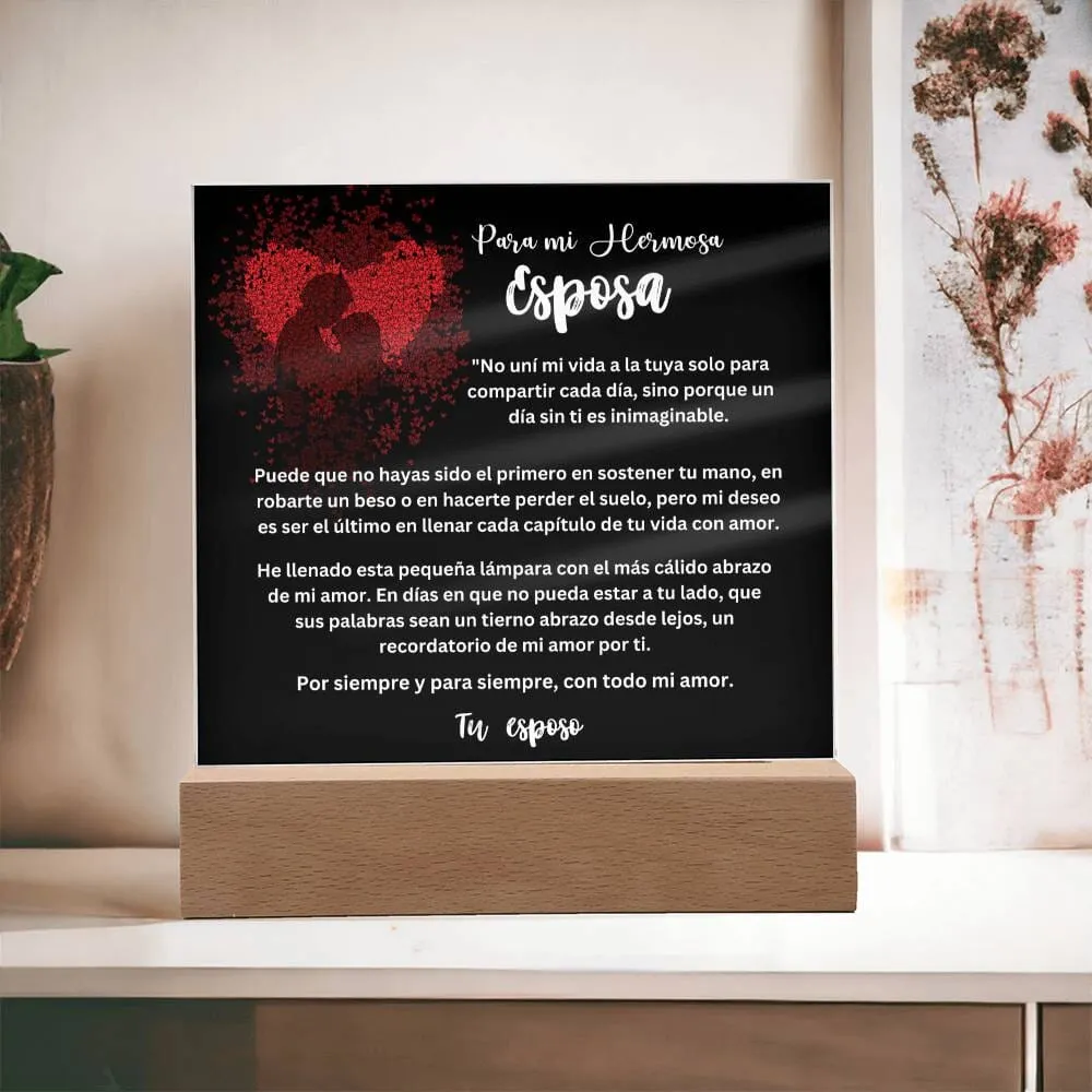 Lámpara acrílica de Amor Eterno - Un Regalo Único para Tu Esposa - Con luces LED.