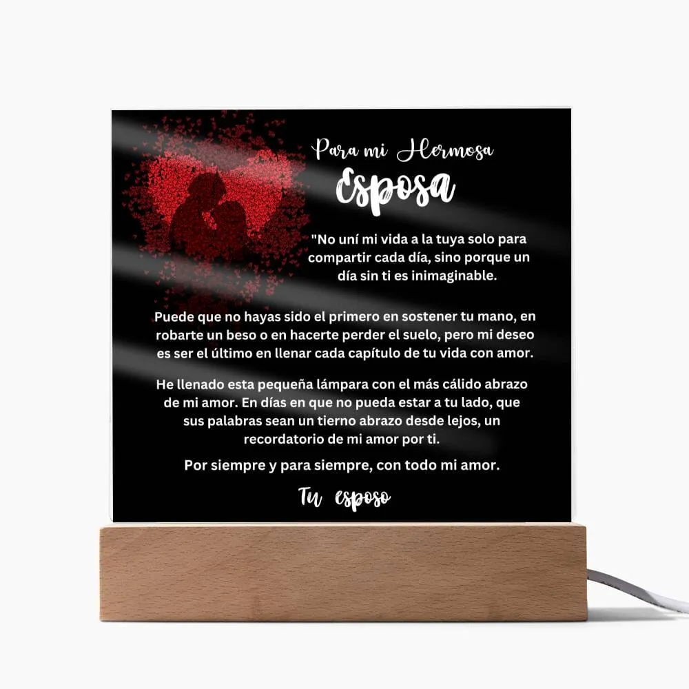 Lámpara acrílica de Amor Eterno - Un Regalo Único para Tu Esposa - Con luces LED.