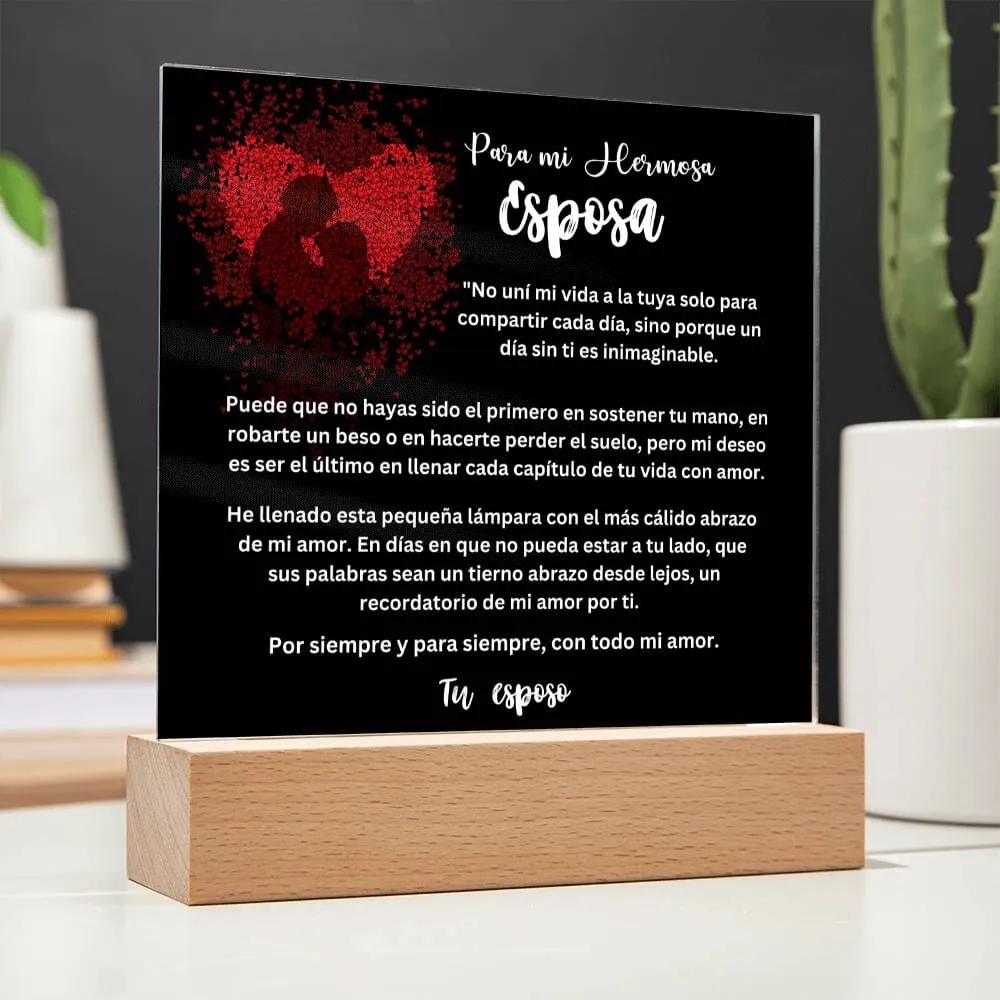 Lámpara acrílica de Amor Eterno - Un Regalo Único para Tu Esposa - Con luces LED.