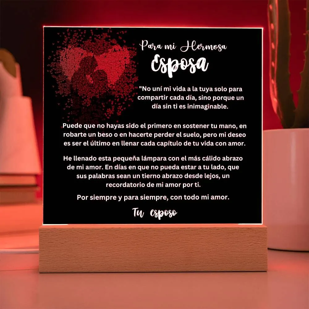 Lámpara acrílica de Amor Eterno - Un Regalo Único para Tu Esposa - Con luces LED.