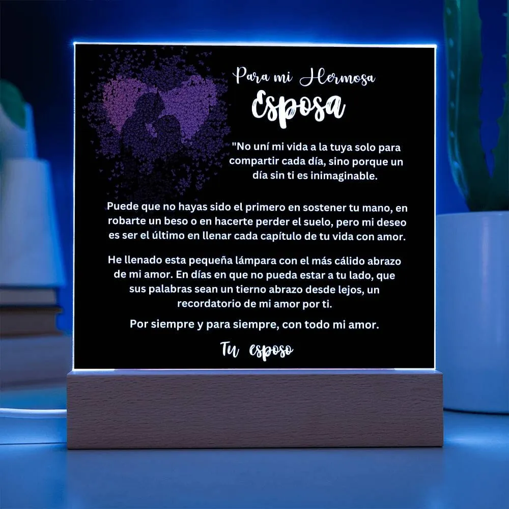 Lámpara acrílica de Amor Eterno - Un Regalo Único para Tu Esposa - Con luces LED.