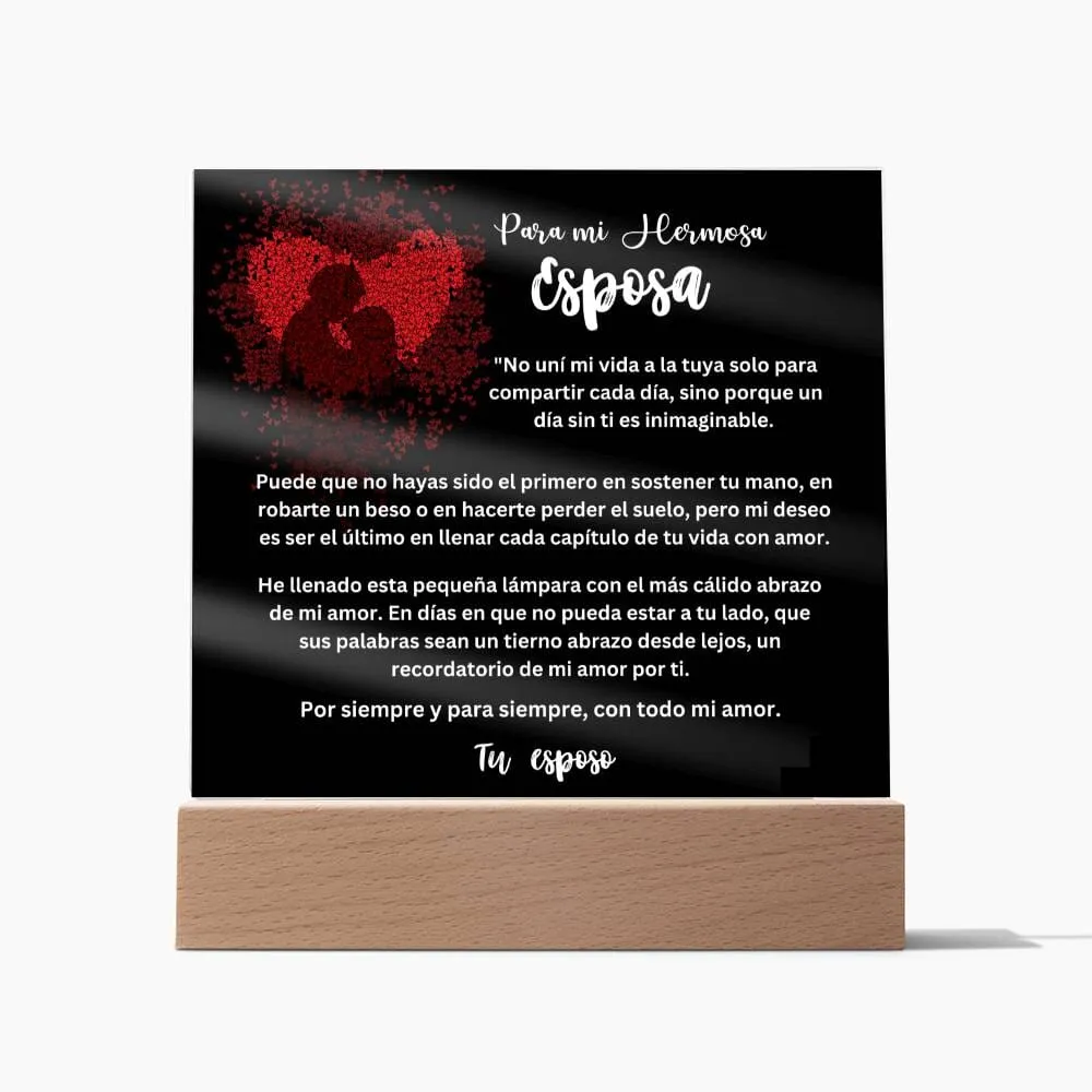 Lámpara acrílica de Amor Eterno - Un Regalo Único para Tu Esposa - Con luces LED.