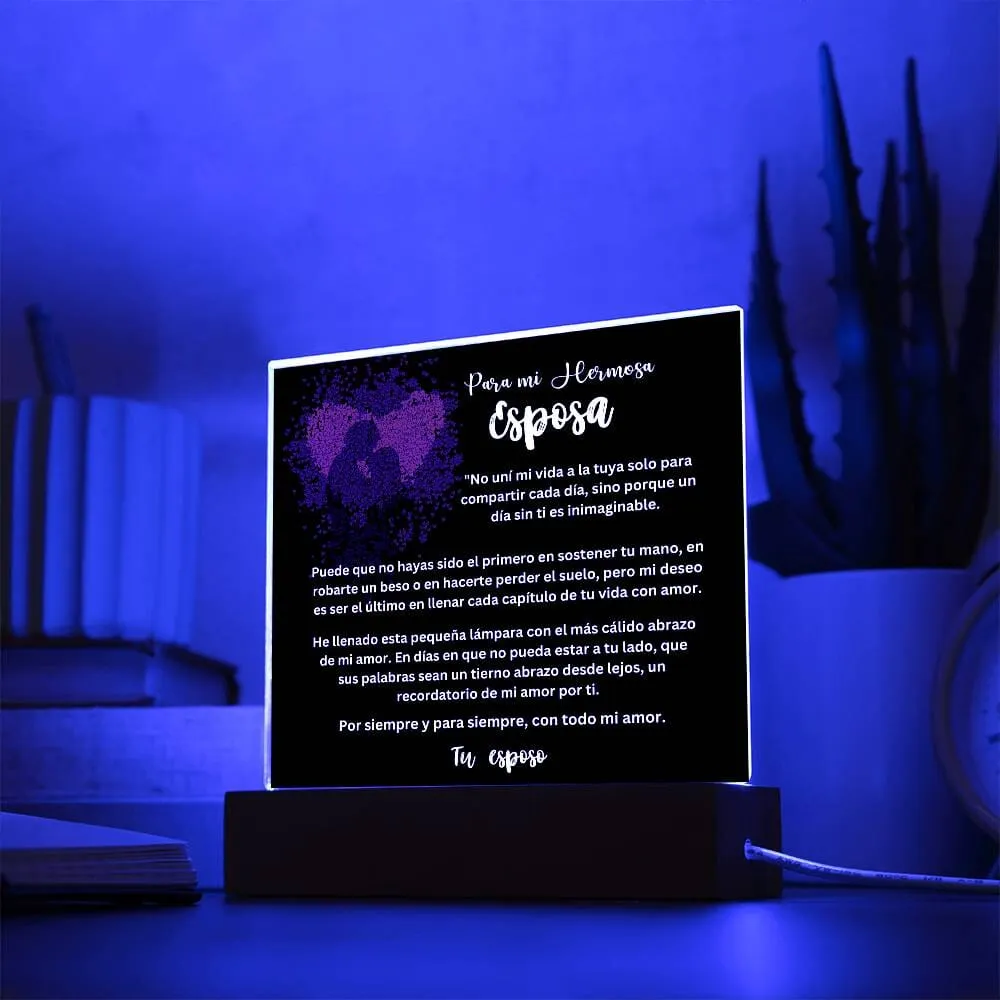 Lámpara acrílica de Amor Eterno - Un Regalo Único para Tu Esposa - Con luces LED.