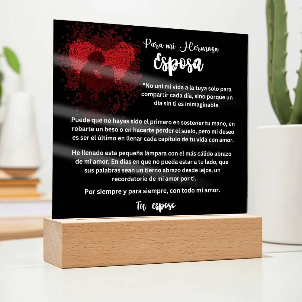 Lámpara acrílica de Amor Eterno - Un Regalo Único para Tu Esposa - Con luces LED.