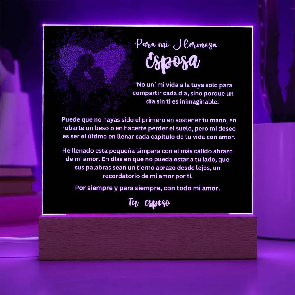 Lámpara acrílica de Amor Eterno - Un Regalo Único para Tu Esposa - Con luces LED.