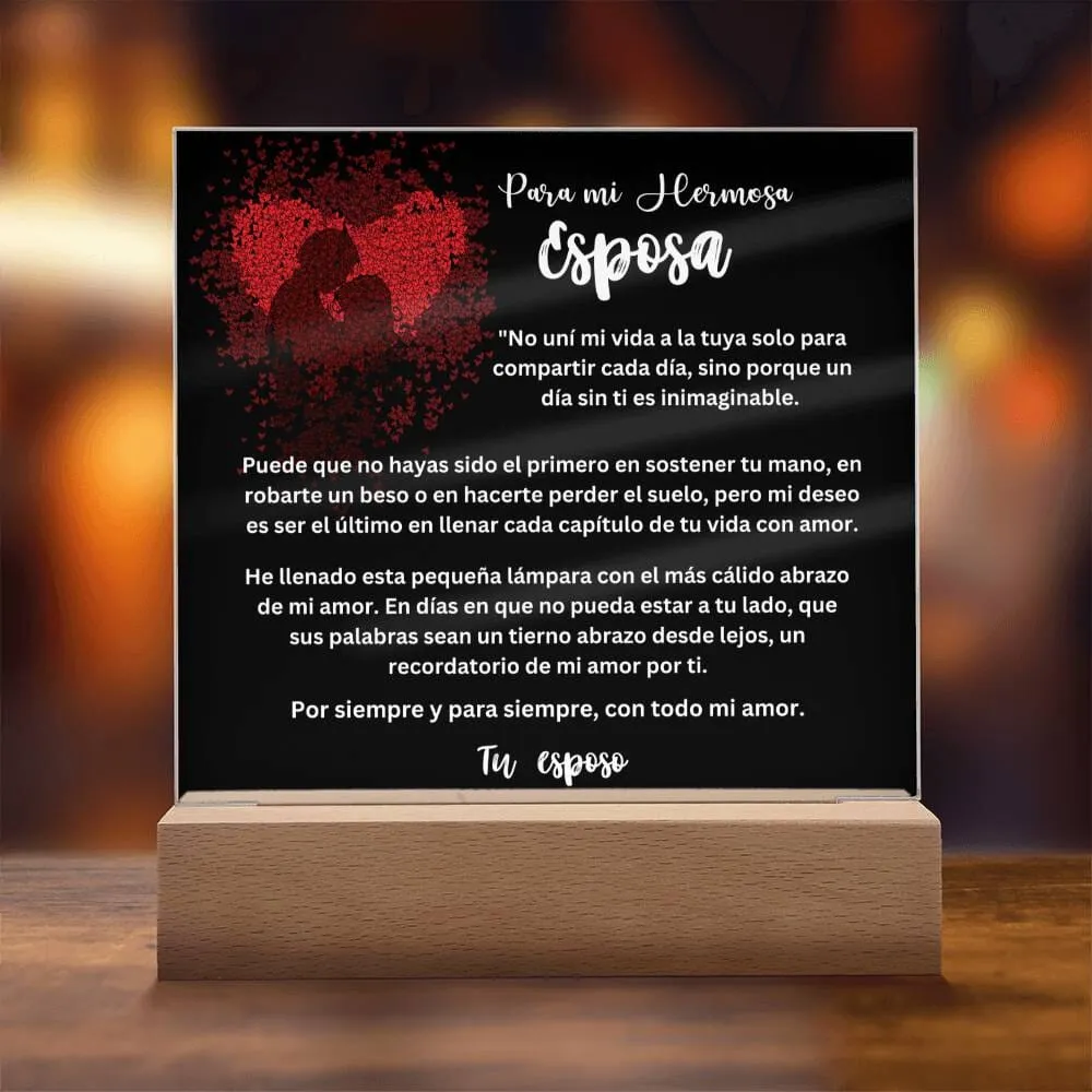 Lámpara acrílica de Amor Eterno - Un Regalo Único para Tu Esposa - Con luces LED.
