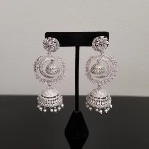 Long American Diamond Statement Jhumkas
