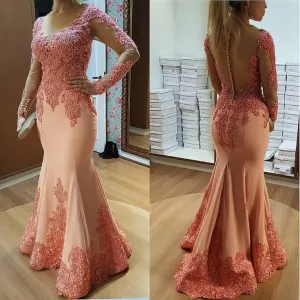 Long Sleeves See Through Evening Gown     fg2111
