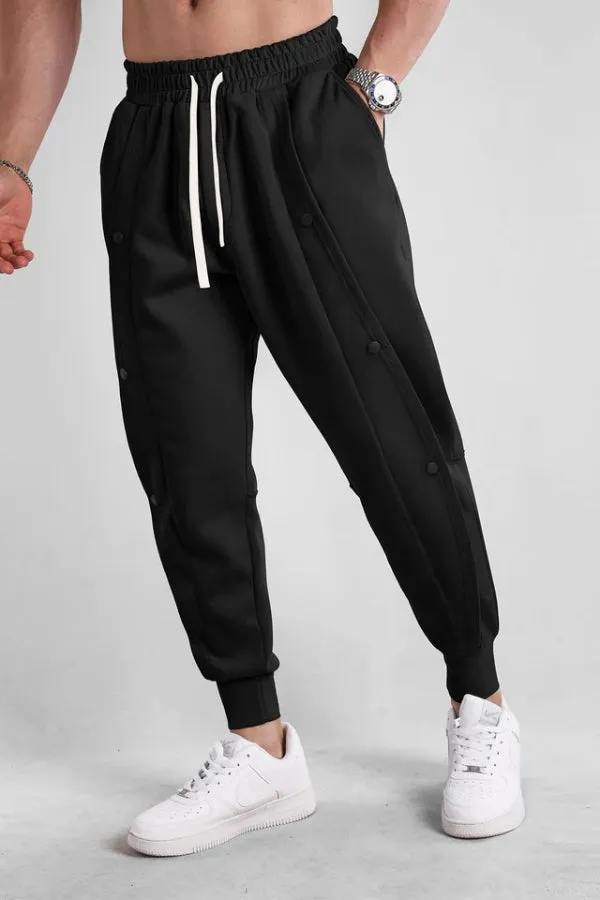 Loose Fit Tapered Sweatpant Button Jogger