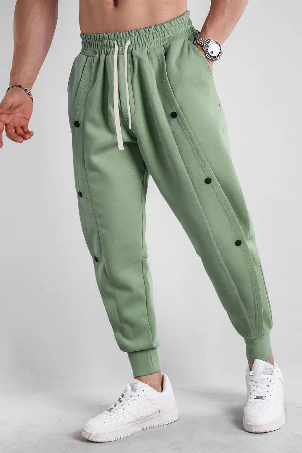 Loose Fit Tapered Sweatpant Button Jogger