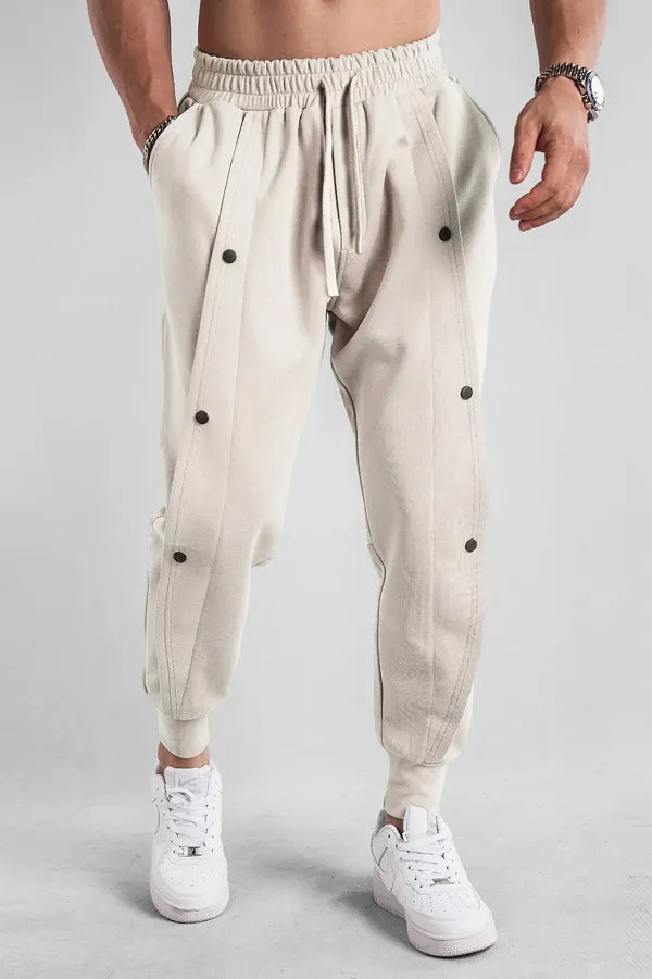 Loose Fit Tapered Sweatpant Button Jogger
