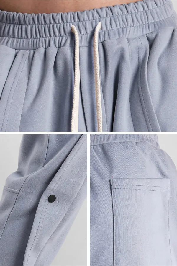 Loose Fit Tapered Sweatpant Button Jogger