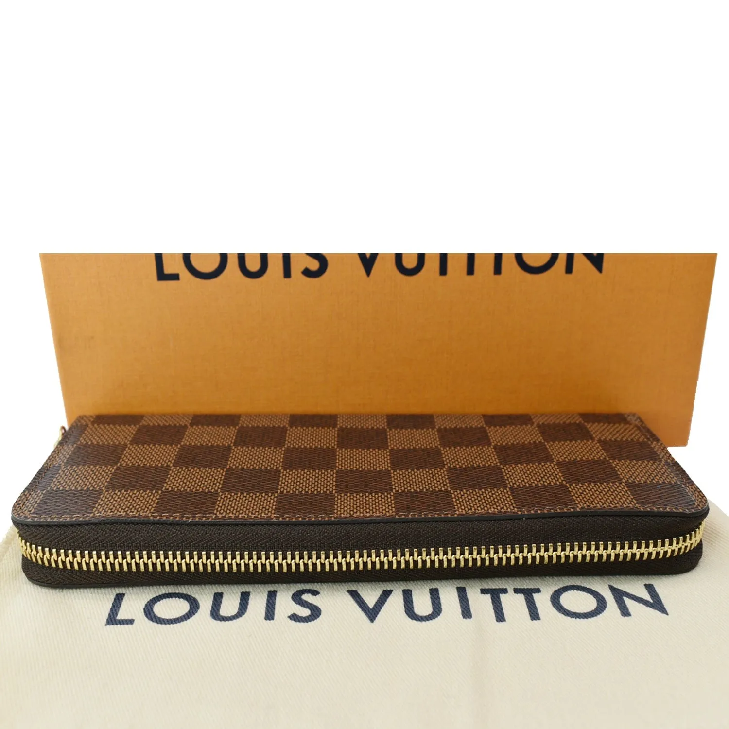 LOUIS VUITTON Clemence Monogram Canvas Zippy Wallet Brown