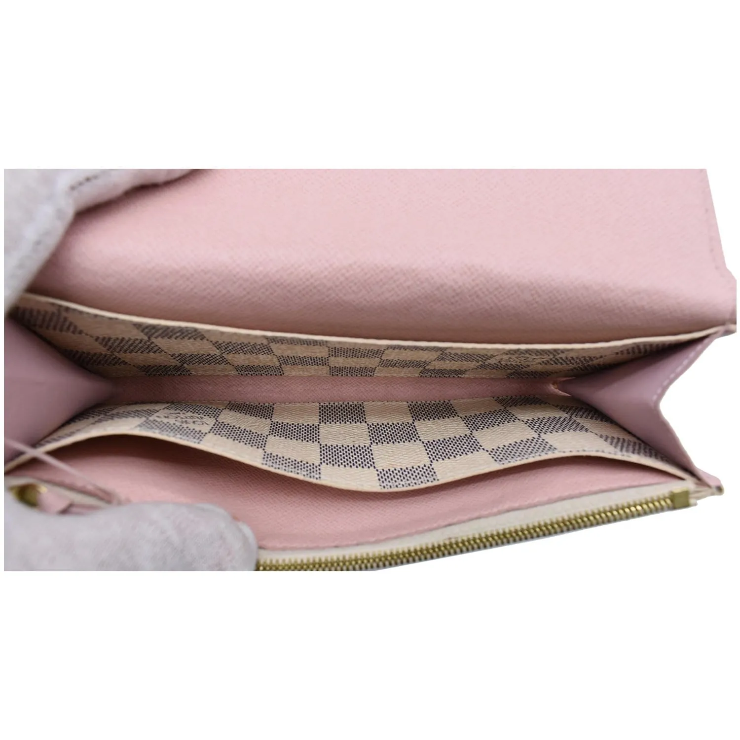 LOUIS VUITTON Emilie Damier Azur Wallet Rose Ballerine