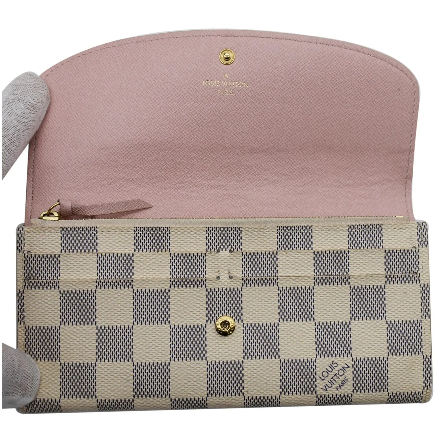 LOUIS VUITTON Emilie Damier Azur Wallet Rose Ballerine