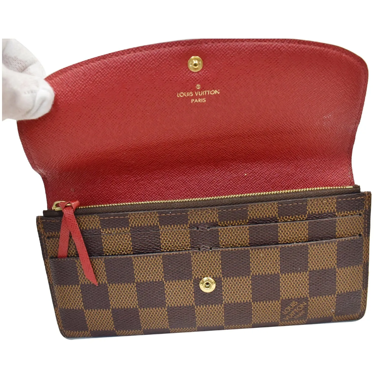 LOUIS VUITTON Emilie Damier Ebene Wallet Brown