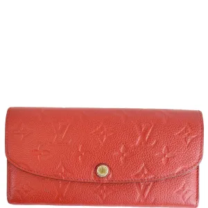 LOUIS VUITTON Emilie Monogram Empreinte Leather Wallet Red