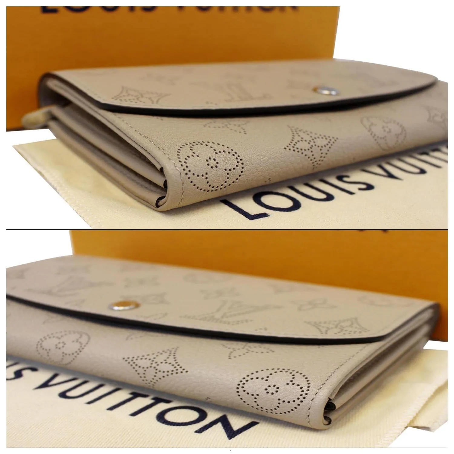LOUIS VUITTON Iris Mahina Leather Wallet Ivory