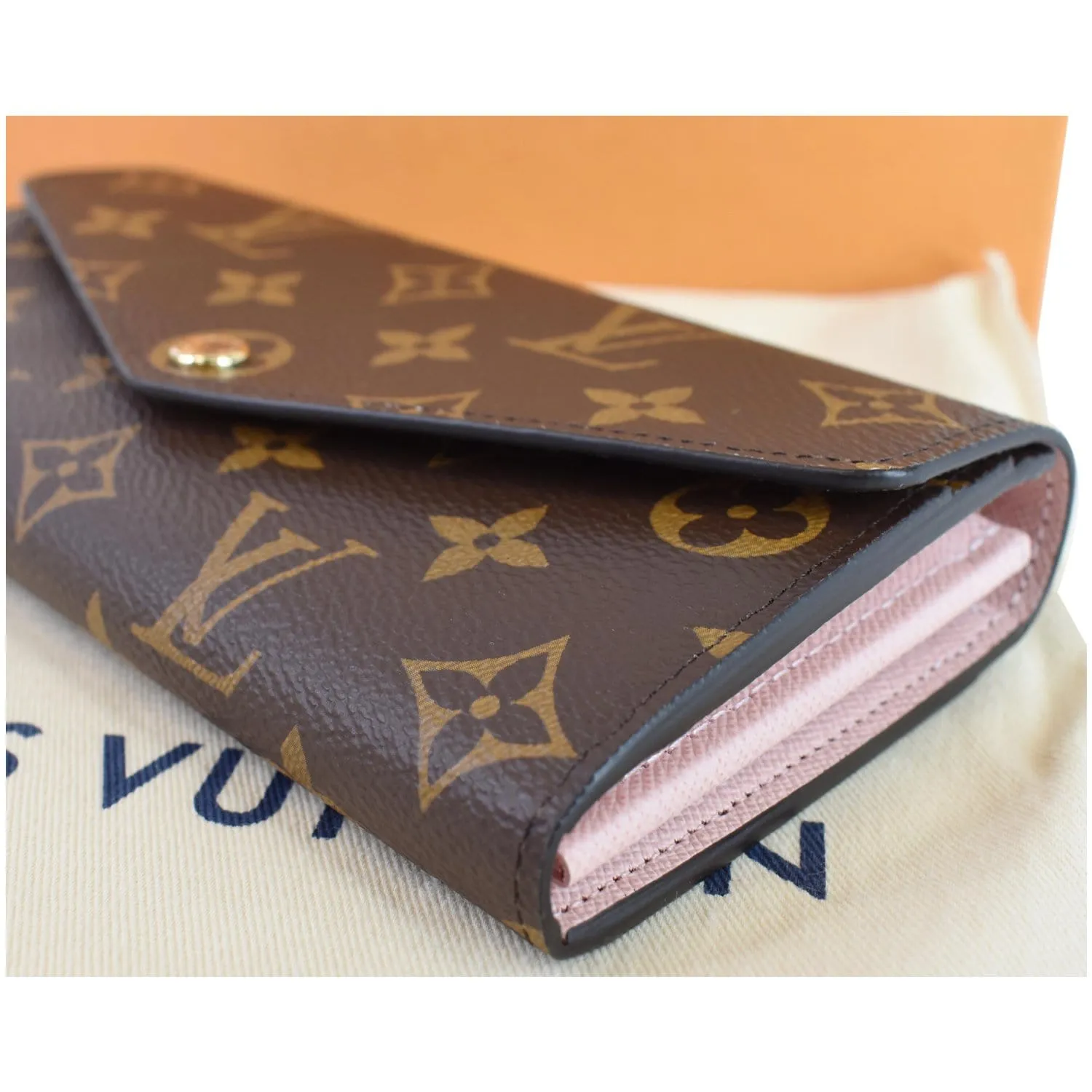 LOUIS VUITTON Monogram Canvas Sarah Wallet Rose Ballerine