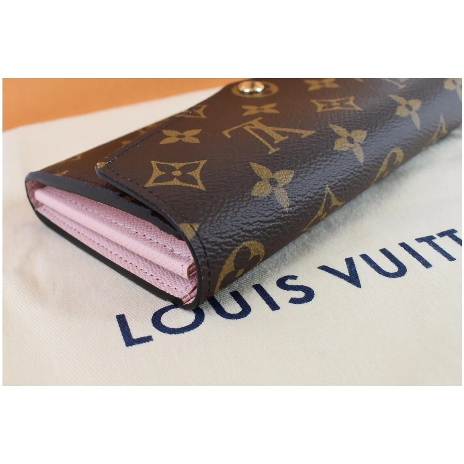 LOUIS VUITTON Monogram Canvas Sarah Wallet Rose Ballerine