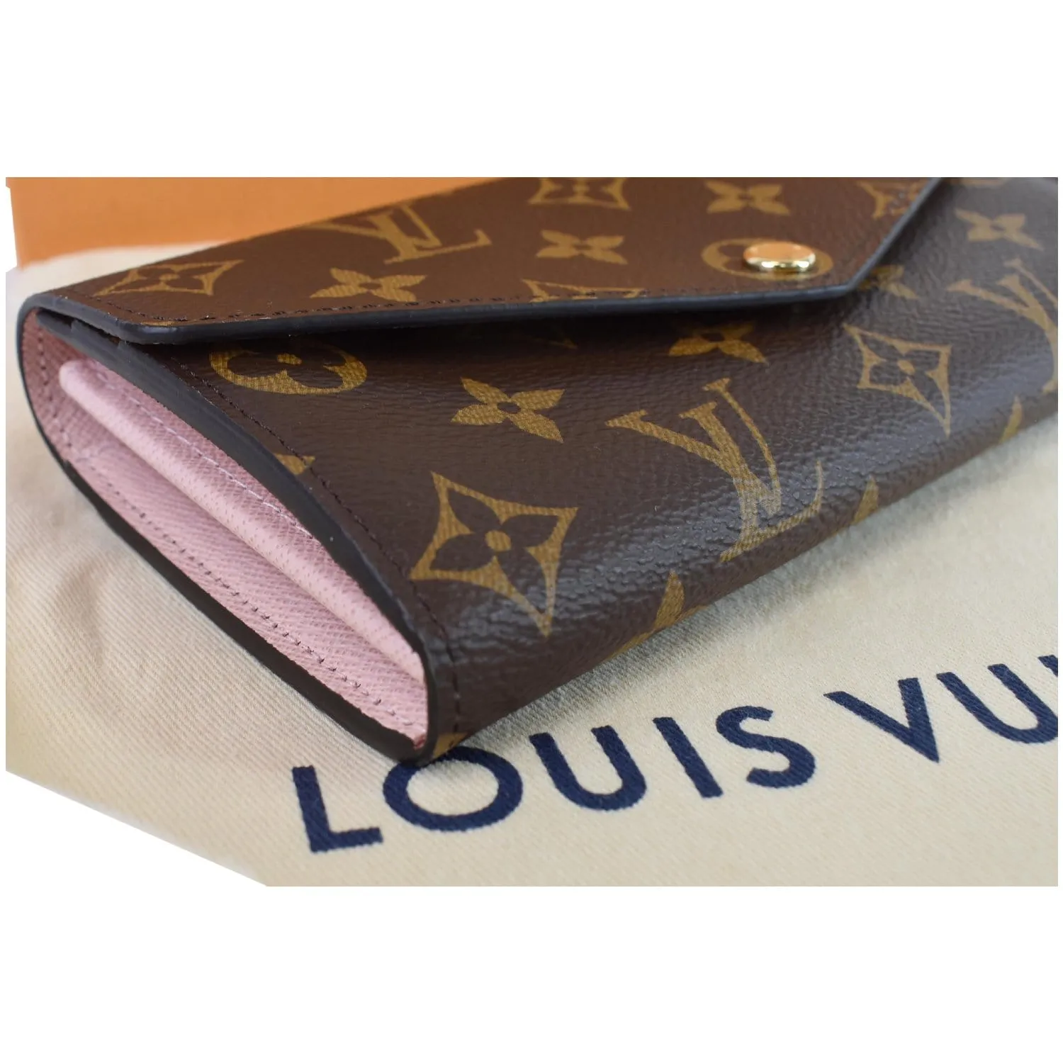 LOUIS VUITTON Monogram Canvas Sarah Wallet Rose Ballerine