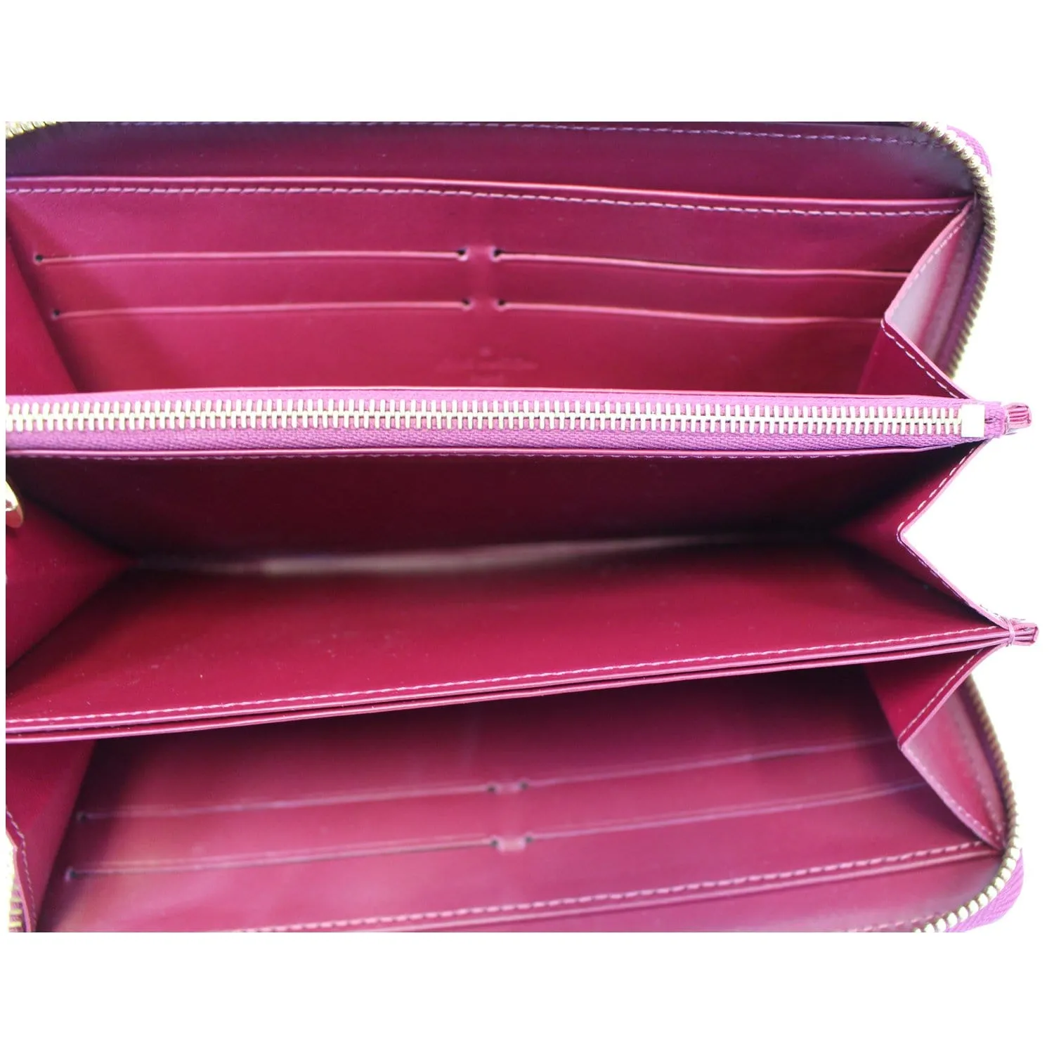 LOUIS VUITTON Monogram Vernis Zippy Wallet Amarante