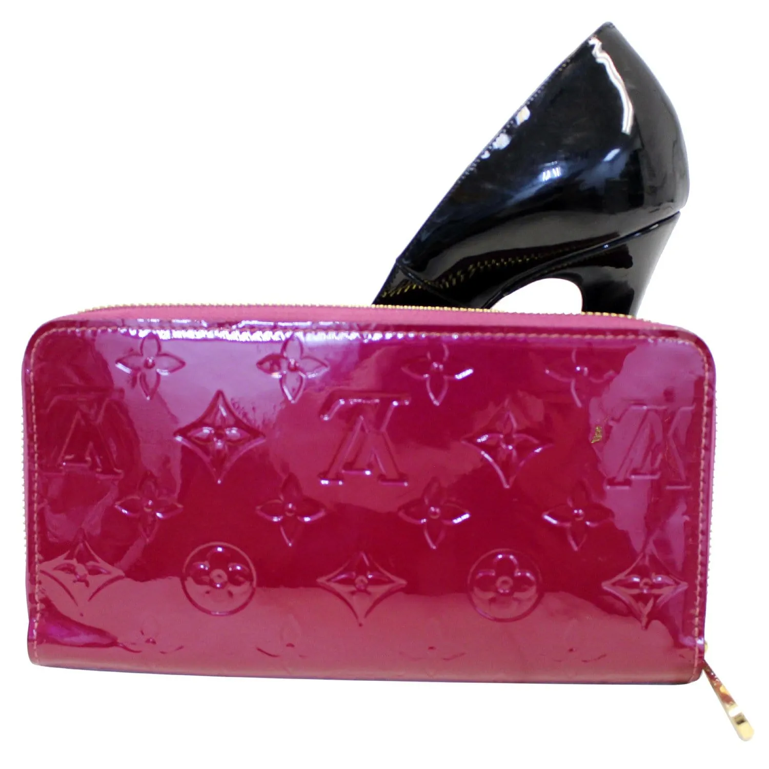 LOUIS VUITTON Monogram Vernis Zippy Wallet Amarante